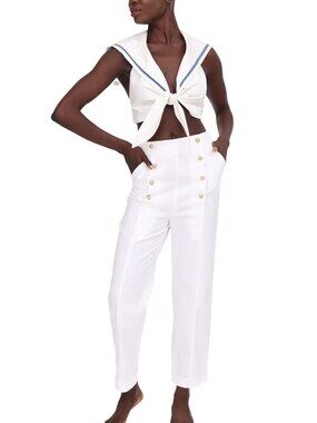 My Beachy Side Emily In Paris Marin Pants Women's Small White Nautical $285
